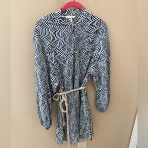 H&M Blue and White Long Sleeve Dress